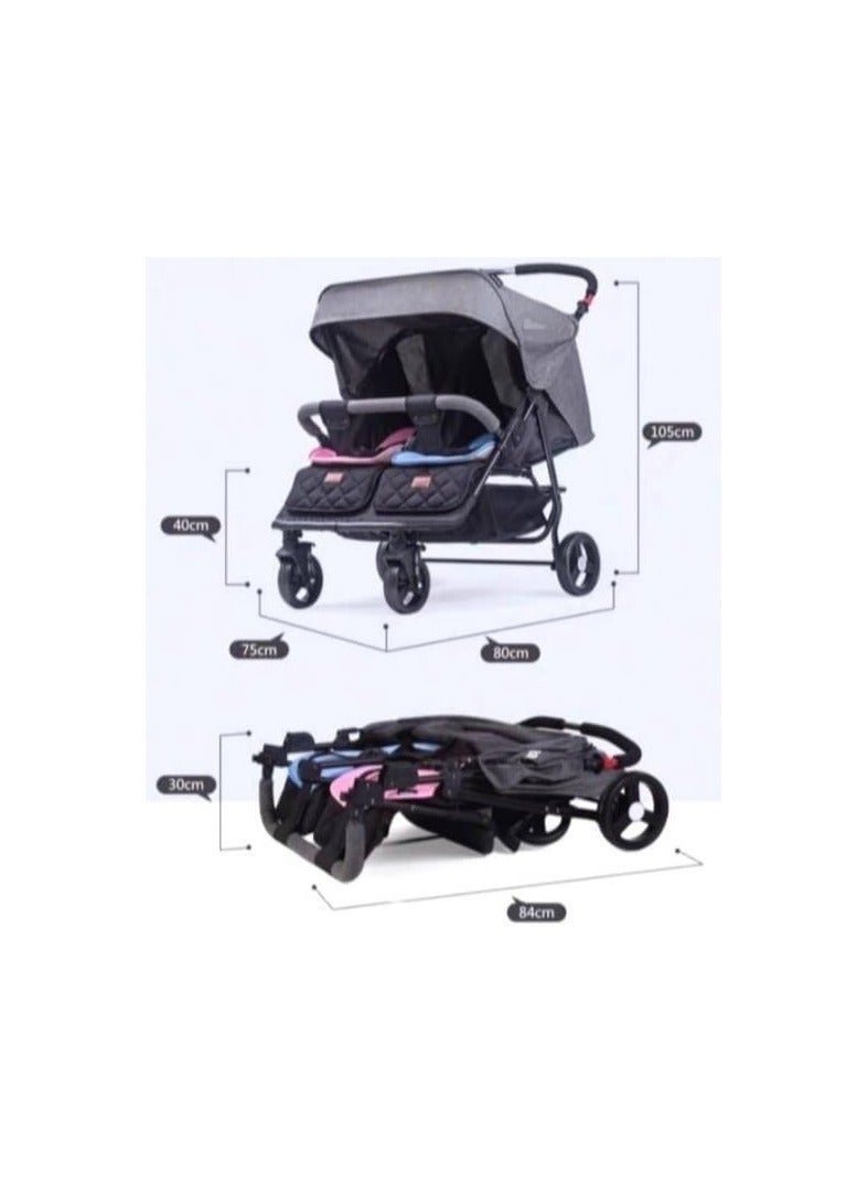 Twins Baby Stroller for Twin Pushchair for Infant and Toddler, light Grey - Image 5